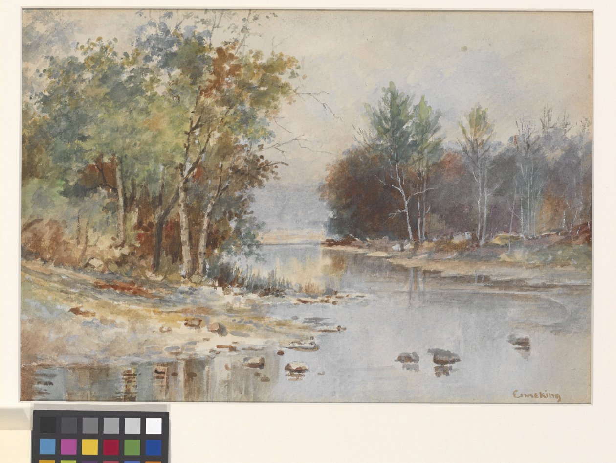 Untitled (Stream In Autumn) (akvarell fehér hidegen sajtolt akvarell papíron) alkotó: John Joseph Enneking
