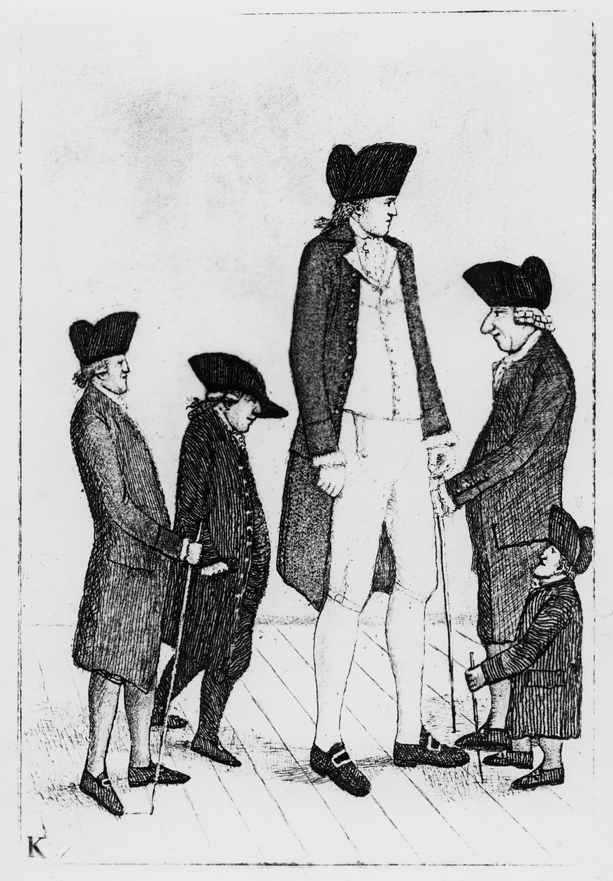 Byrne, az ír óriás, Mr. Watson, Mr. McGowan, Mr. Fairholme és Geordie Cranstoun, 1784 alkotó: John Kay