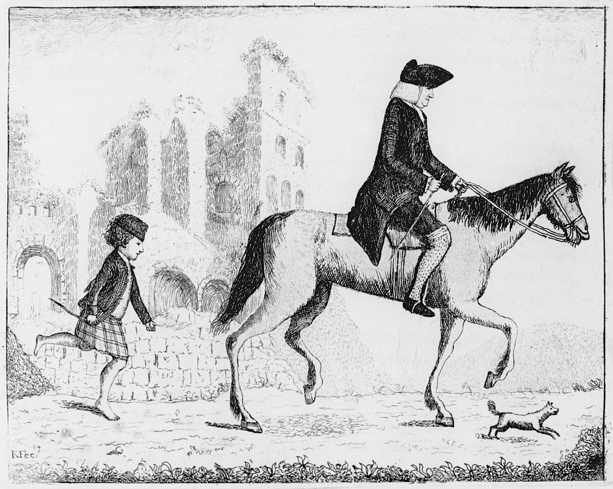 Francis Garden, Lord Gardenstone Smash kutyájával és egy felvidéki fiúval, 1784 alkotó: John Kay