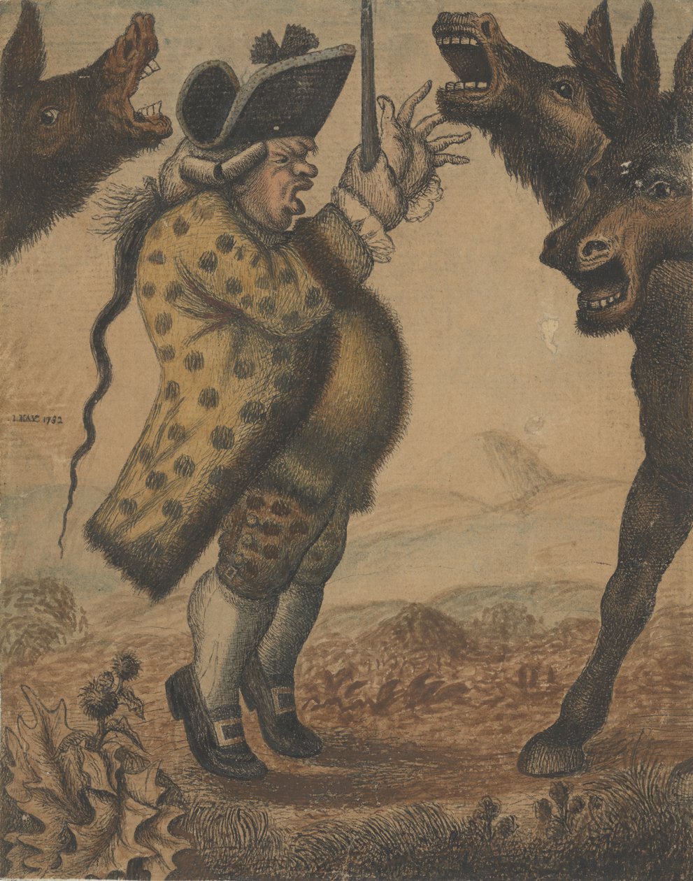 Mr. Alexander Campbell, orgonaművész, három harsány szamár karmestere, 1782. alkotó: John Kay