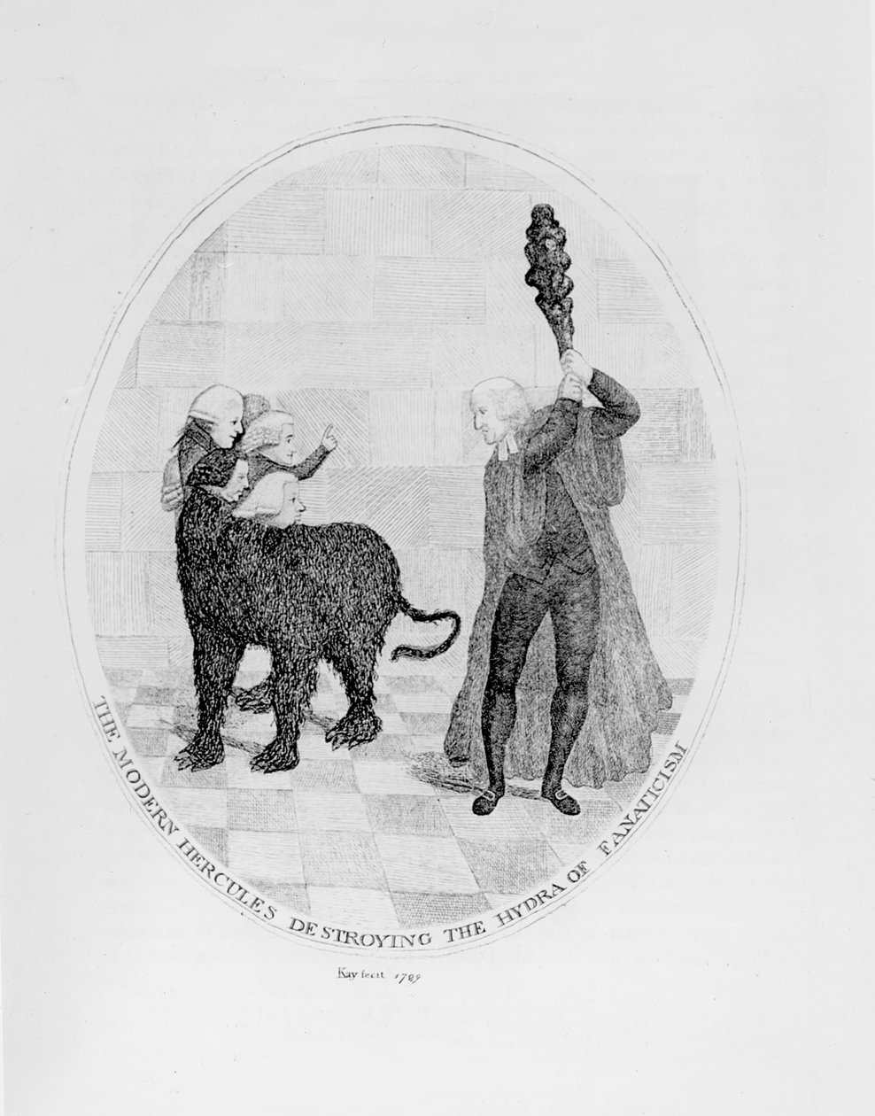 A modern Herkules elpusztítja a fanatizmus hidráját, 1789 alkotó: John Kay