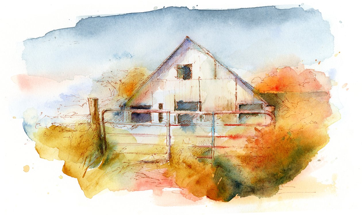 Barn in Pleasant Hill 2, 2016, (akvarell) alkotó: John Keeling