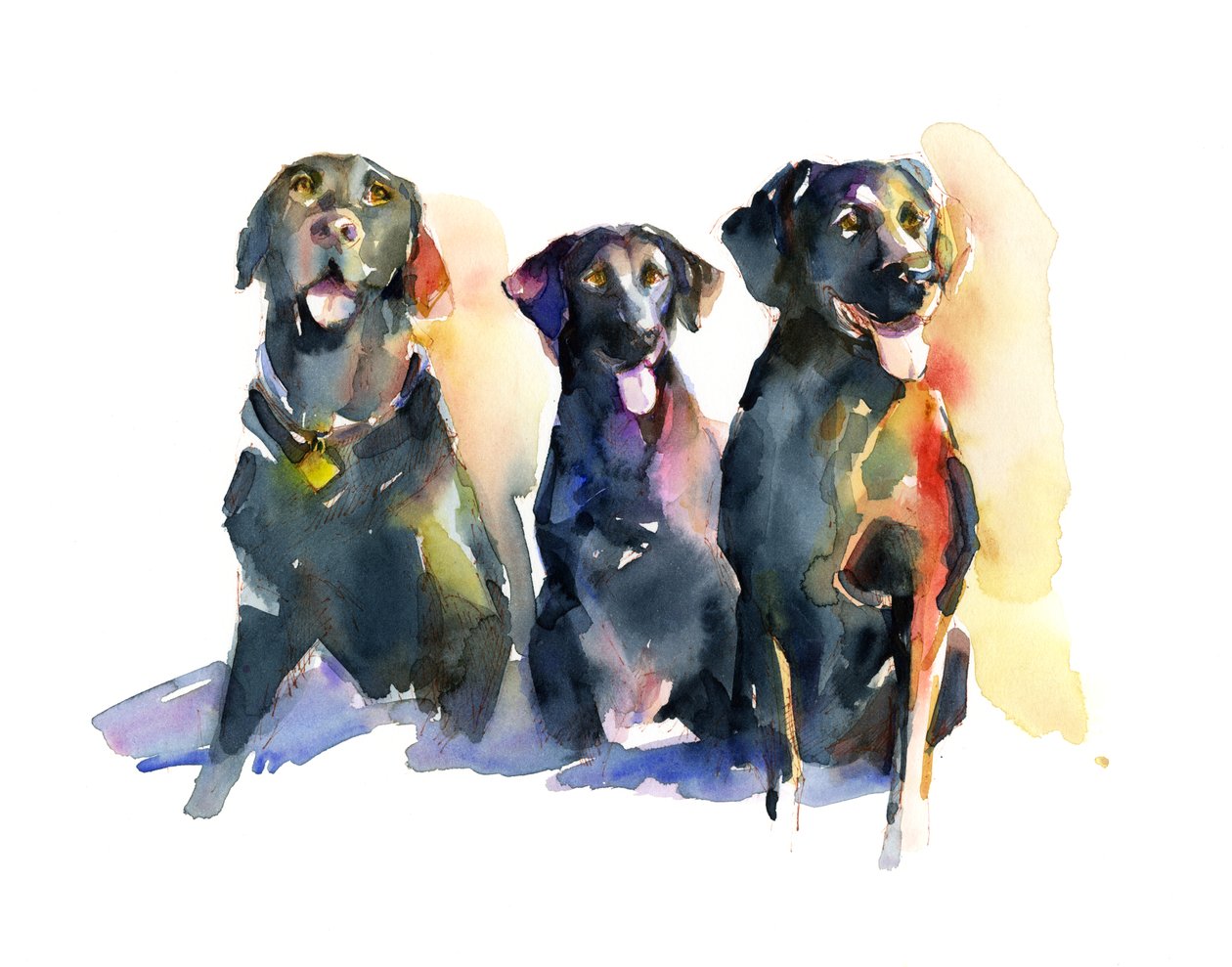 Three Black Labs, 2015, (akvarell) alkotó: John Keeling