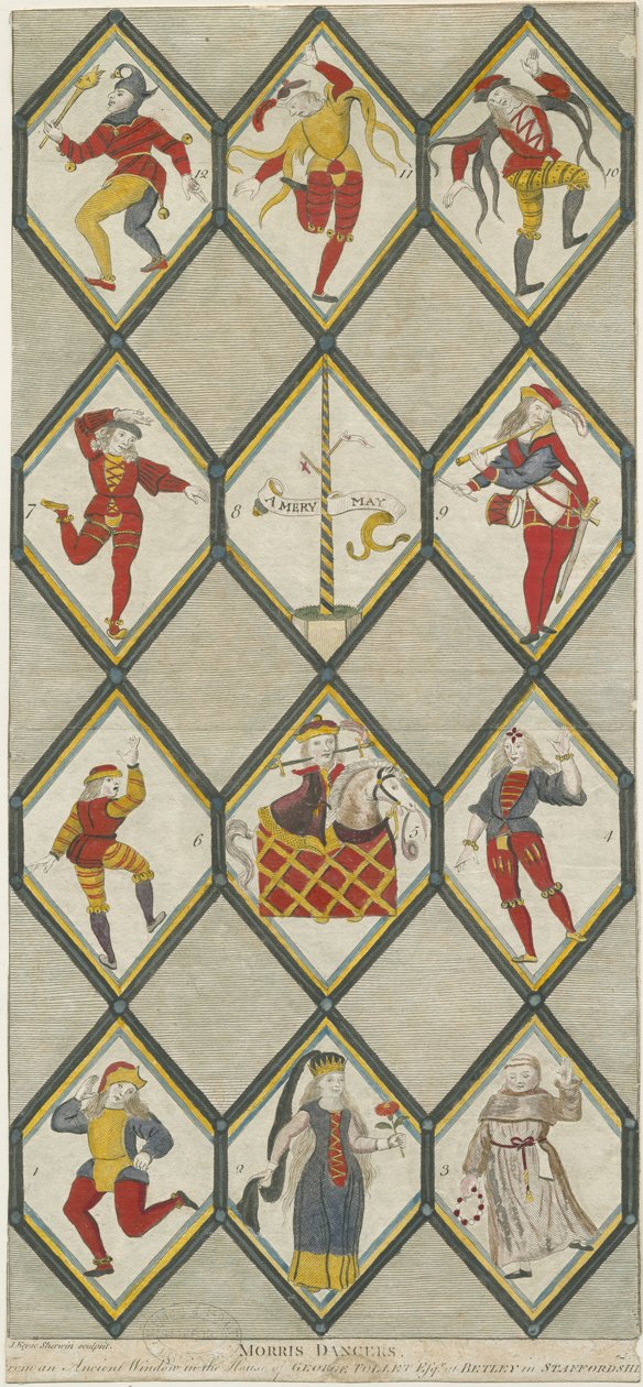 Betley Glass Window – Morris Dancers: metszet, nd [1751-1790] (nyomtatás) alkotó: John Keyse Sherwin