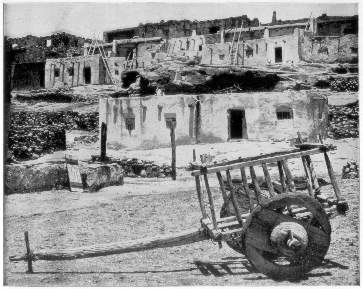 Adobe házak, Új-Mexikó, USA, 19. század vége. alkotó: John L. Stoddard