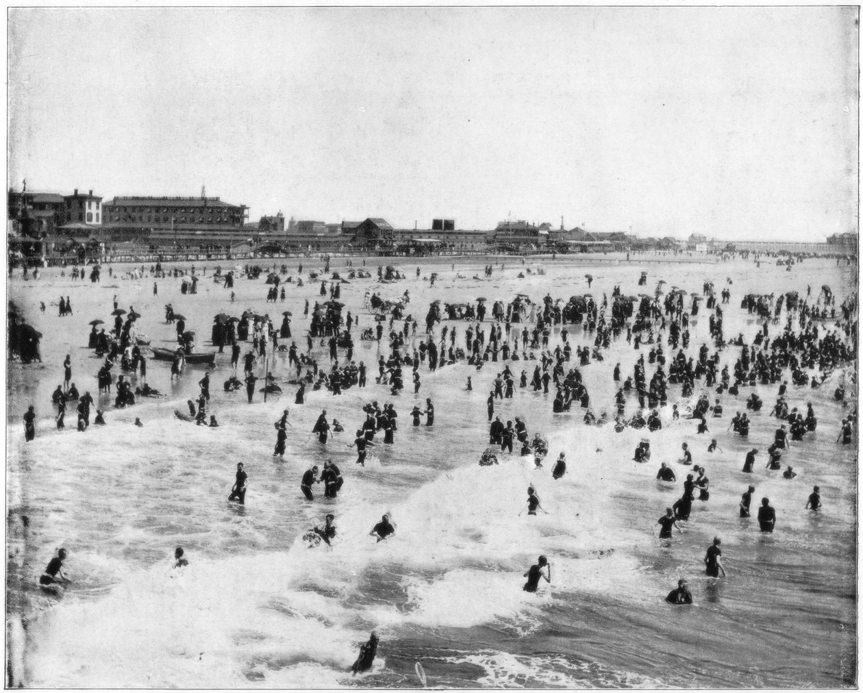 Beach Atlantic Cityben, New Jersey államban, Amerikai Egyesült Államok, 19. század végén alkotó: John L. Stoddard