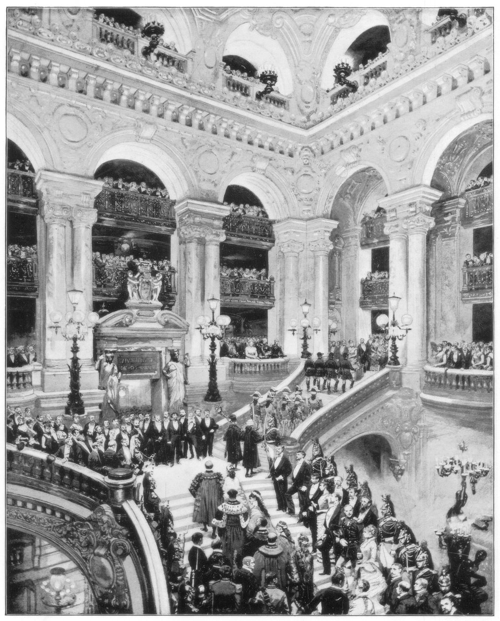 A Párizsi Nagy Operaház belső tere, 19. század vége alkotó: John L. Stoddard