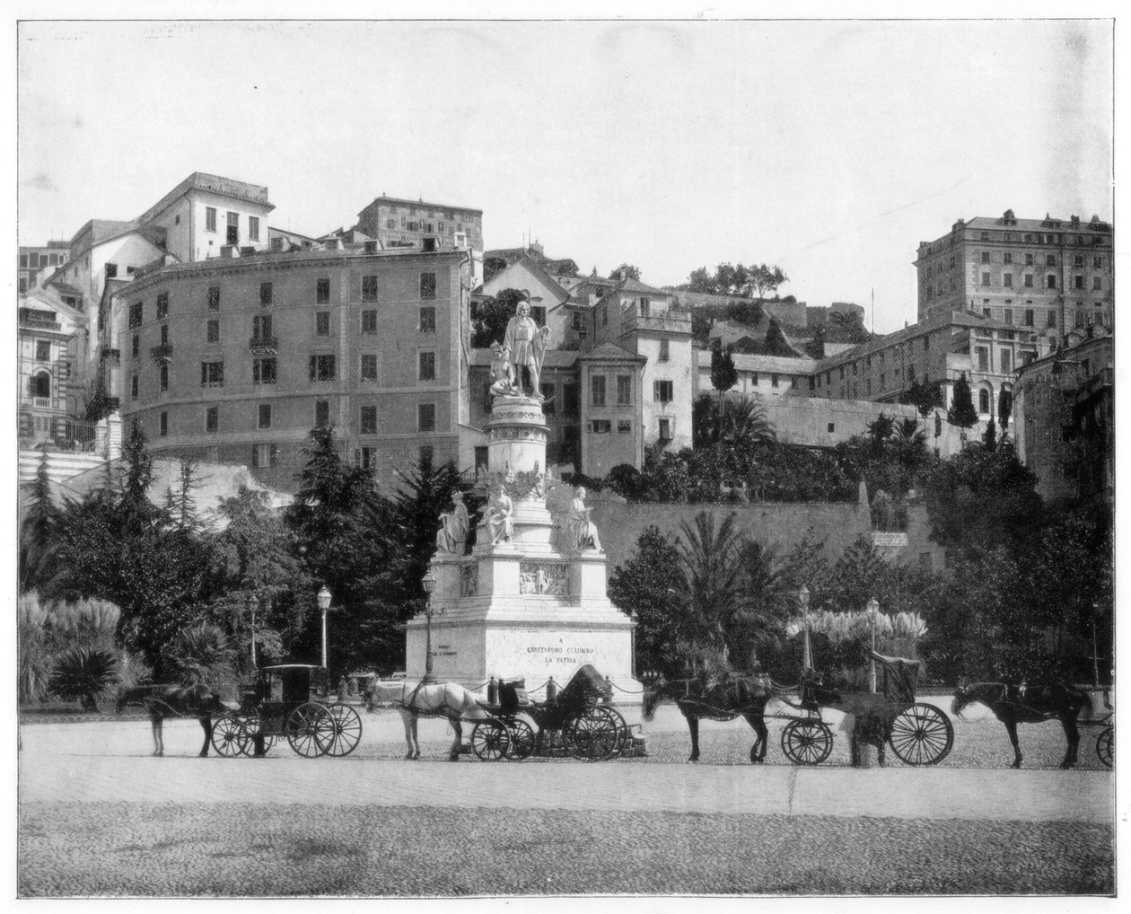 Kolumbusz szobra, Genova, Olaszország, 19. század vége. alkotó: John L. Stoddard