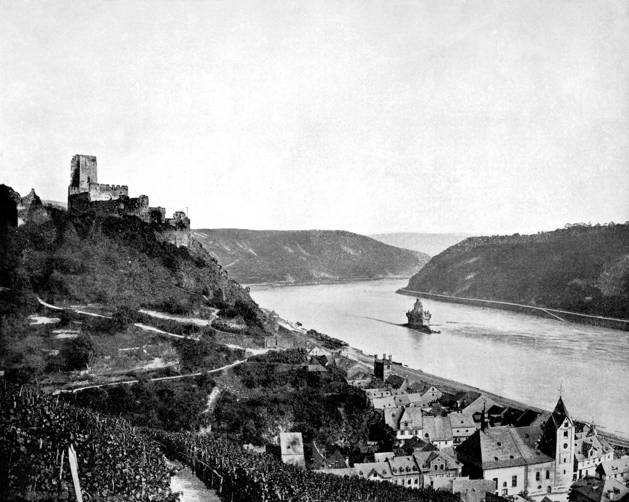 A Rajna, Gutenfels és Pfalz, Németország, 1893. alkotó: John L. Stoddard