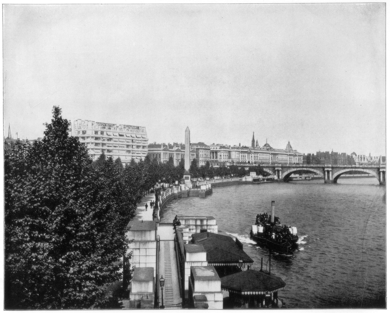 The Thames Embankment és Cleopatras Needle, London, 19. század vége. alkotó: John L. Stoddard