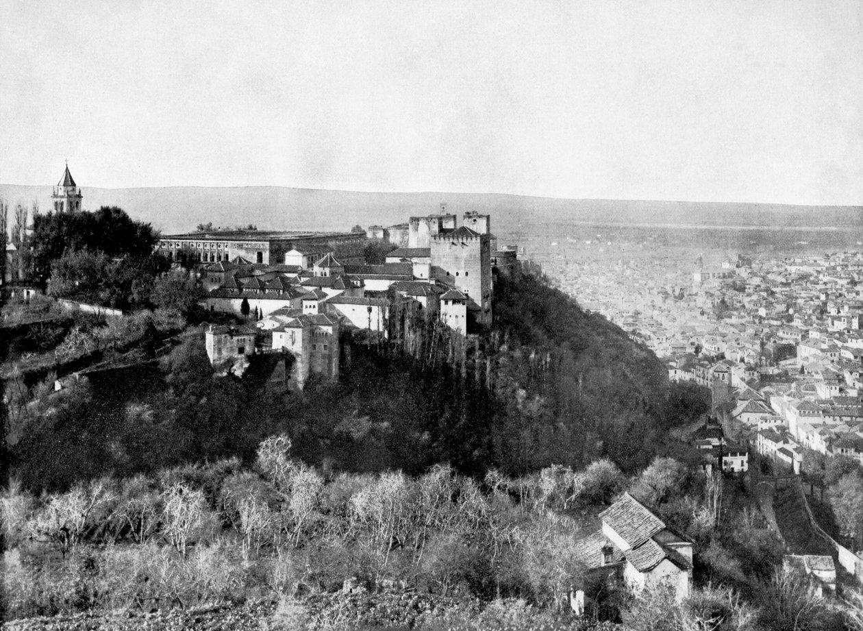 Kilátás az Alhambrára, Granada, Spanyolország, 1893. alkotó: John L. Stoddard