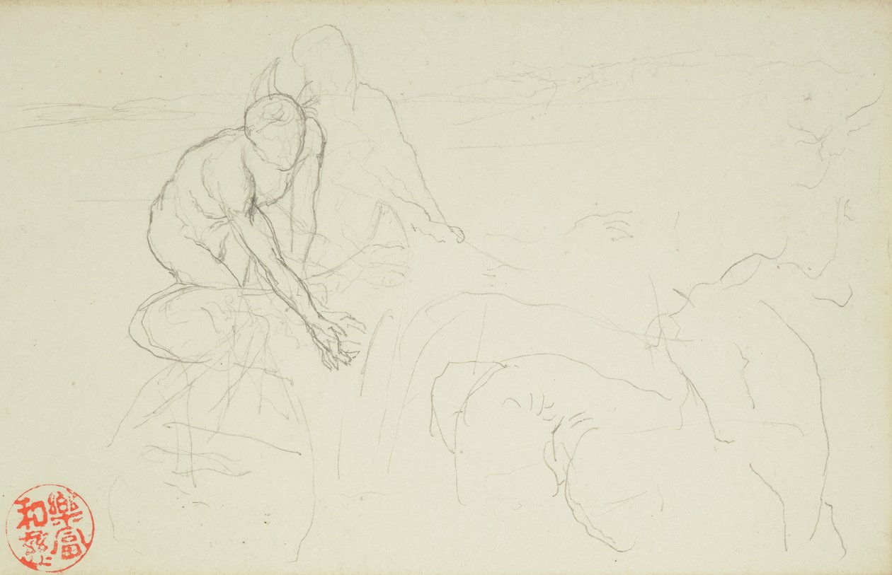 Achilles és Xanthus, a La Farge 849. és 860. számú fóliójából, a 42 rajz egyike alkotó: John La Farge