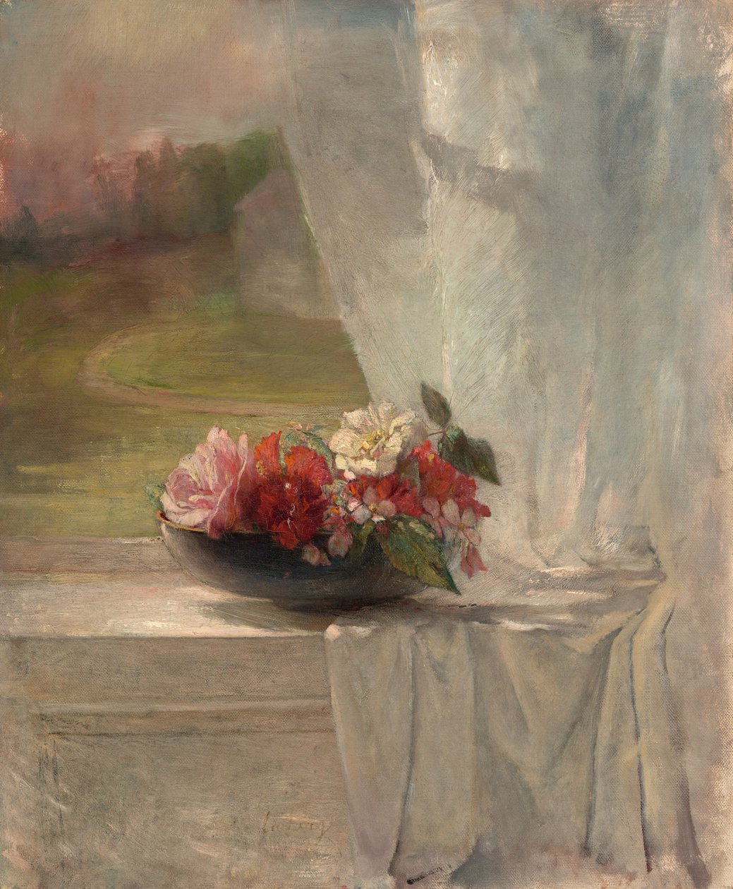 Virágok az ablakpárkányon alkotó: John La Farge