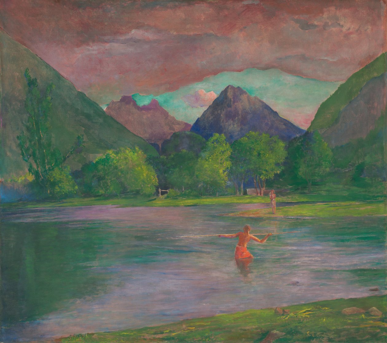 A Tautira folyó bejárata, Tahiti. Fisherman Spearing a Fish, c. 1895. alkotó: John La Farge