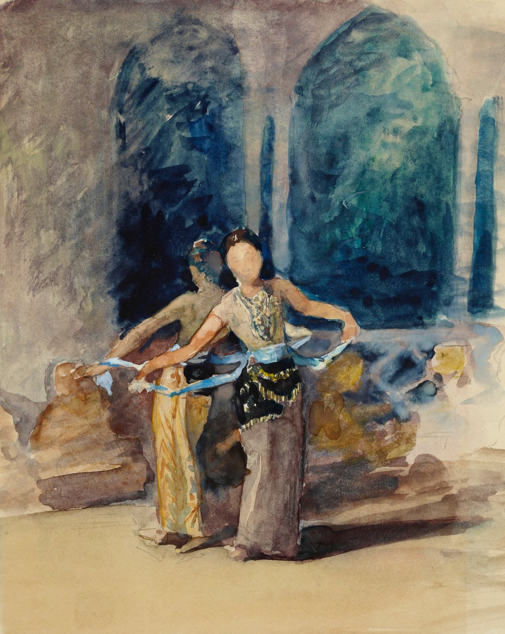 Falusi táncos lányok Garoetben a Preanger Regency-ben, Jáva alkotó: John La Farge