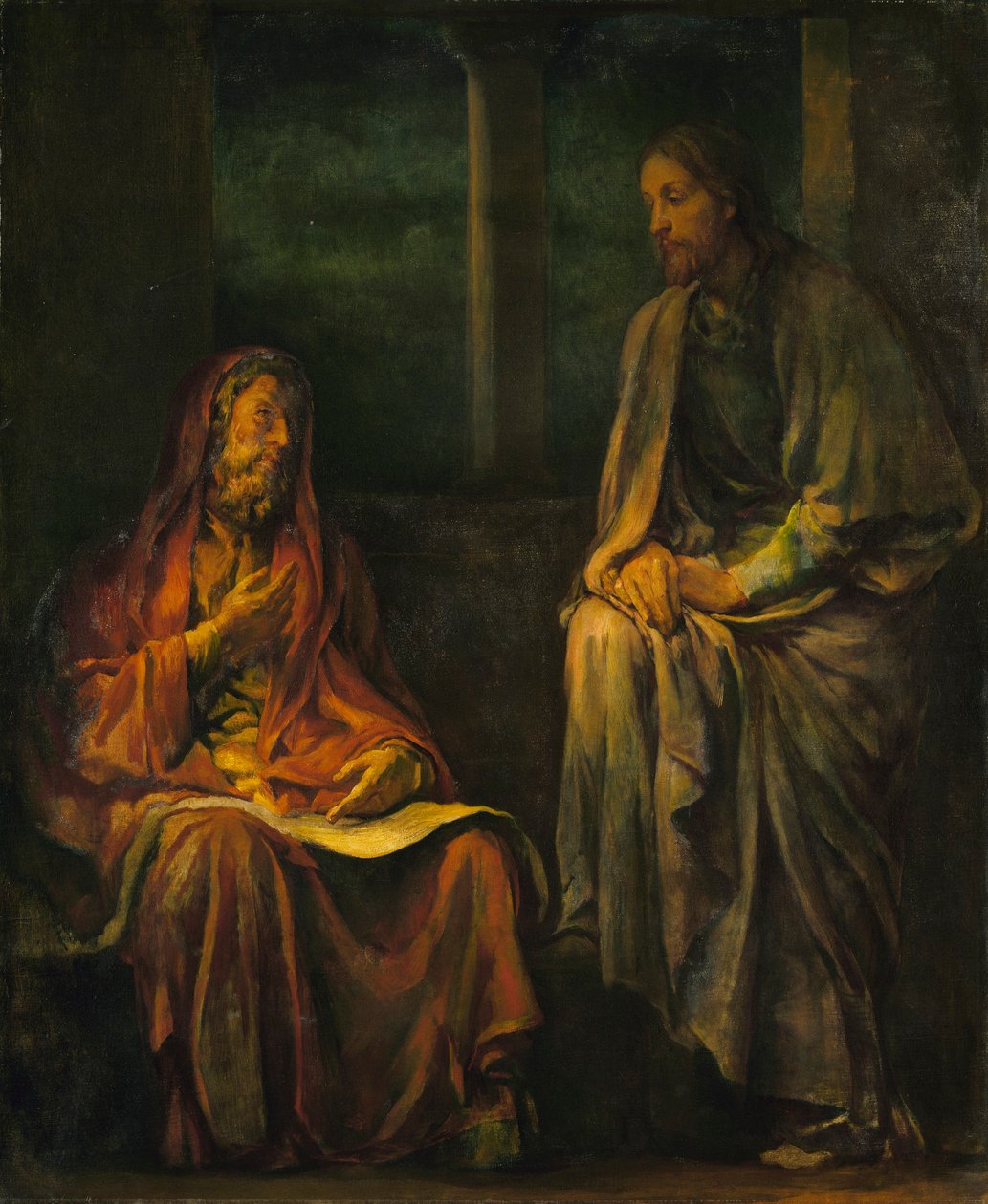 Nikodémus látogatása Krisztusnál alkotó: John La Farge