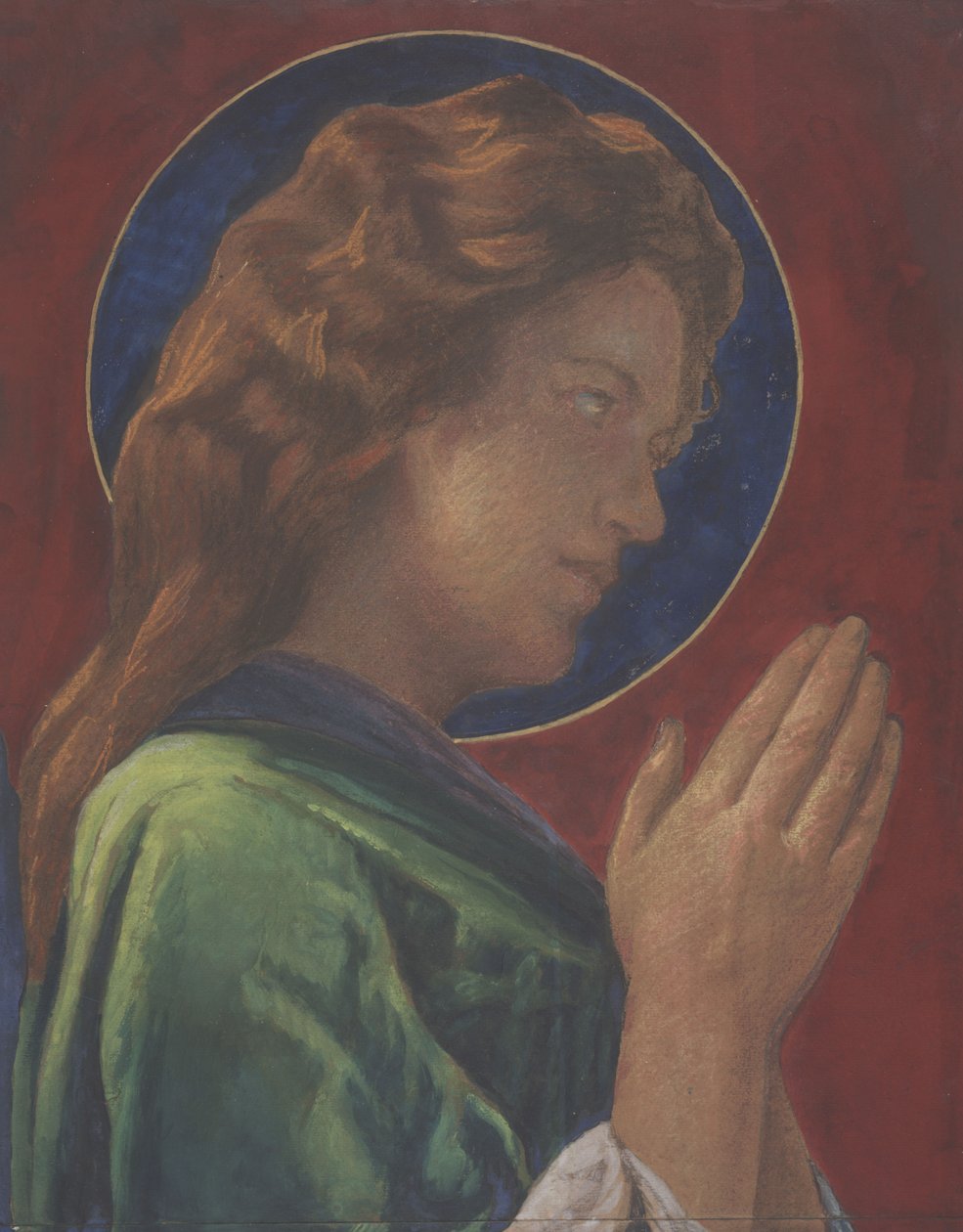 Egy szent (pasztell és akvarell rétegelt lemezre szerelt papíron) alkotó: John La Farge or Lafarge