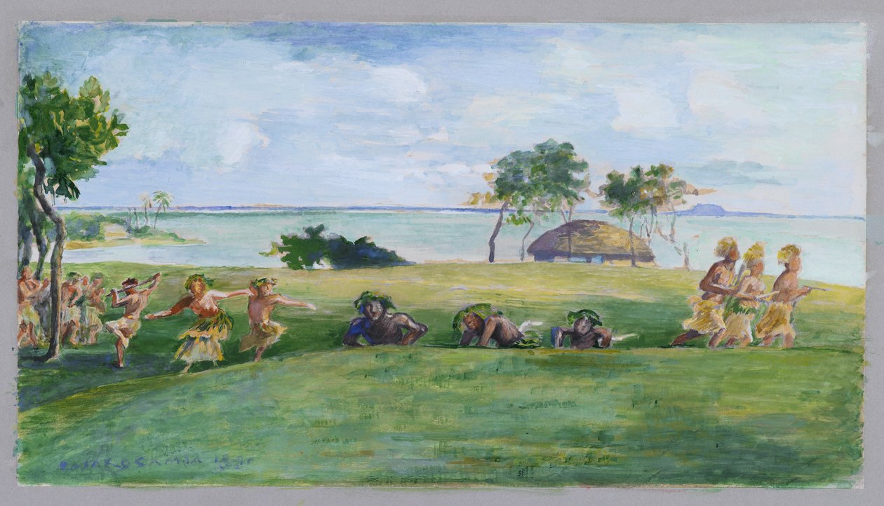 Katonai tánc Szamoán (wc papíron) alkotó: John La Farge or Lafarge