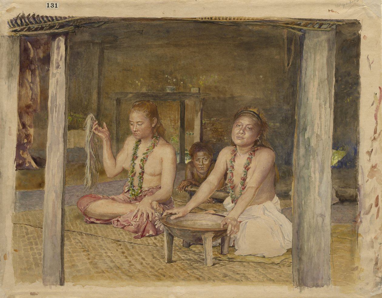 Siva Siakumuval Kava készítése Tofae házában, 1893 körül alkotó: John La Farge or Lafarge