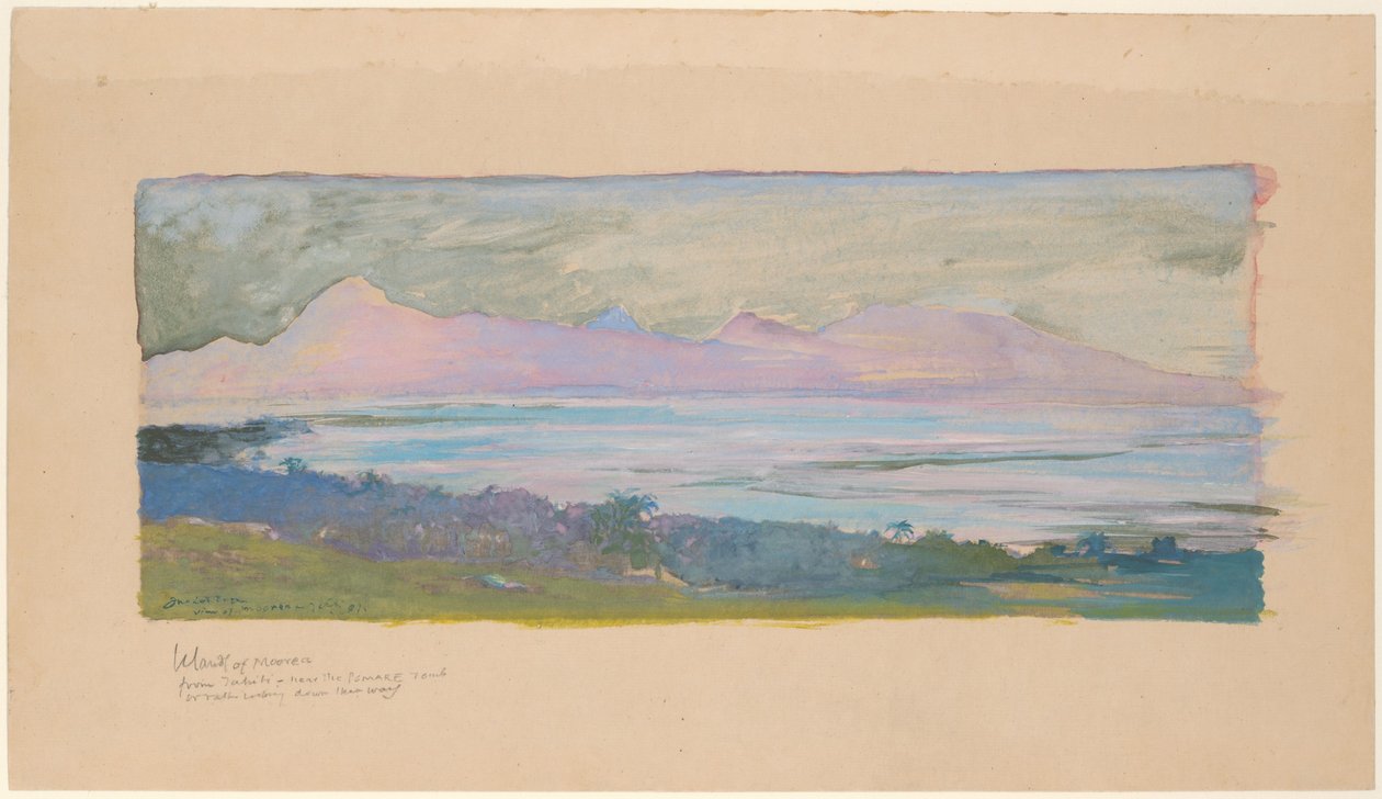 Moorea szigete a Tahiti-szoros túloldalán, 1891 januárja alkotó: John La Farge or Lafarge