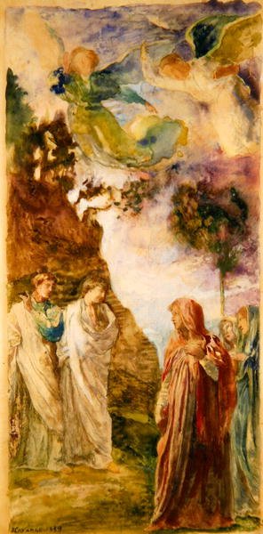 Three Marys: Study for the Southworth Window, Church of the Ascension, New York (akvarell és gouache grafiton a papíron) alkotó: John La Farge or Lafarge