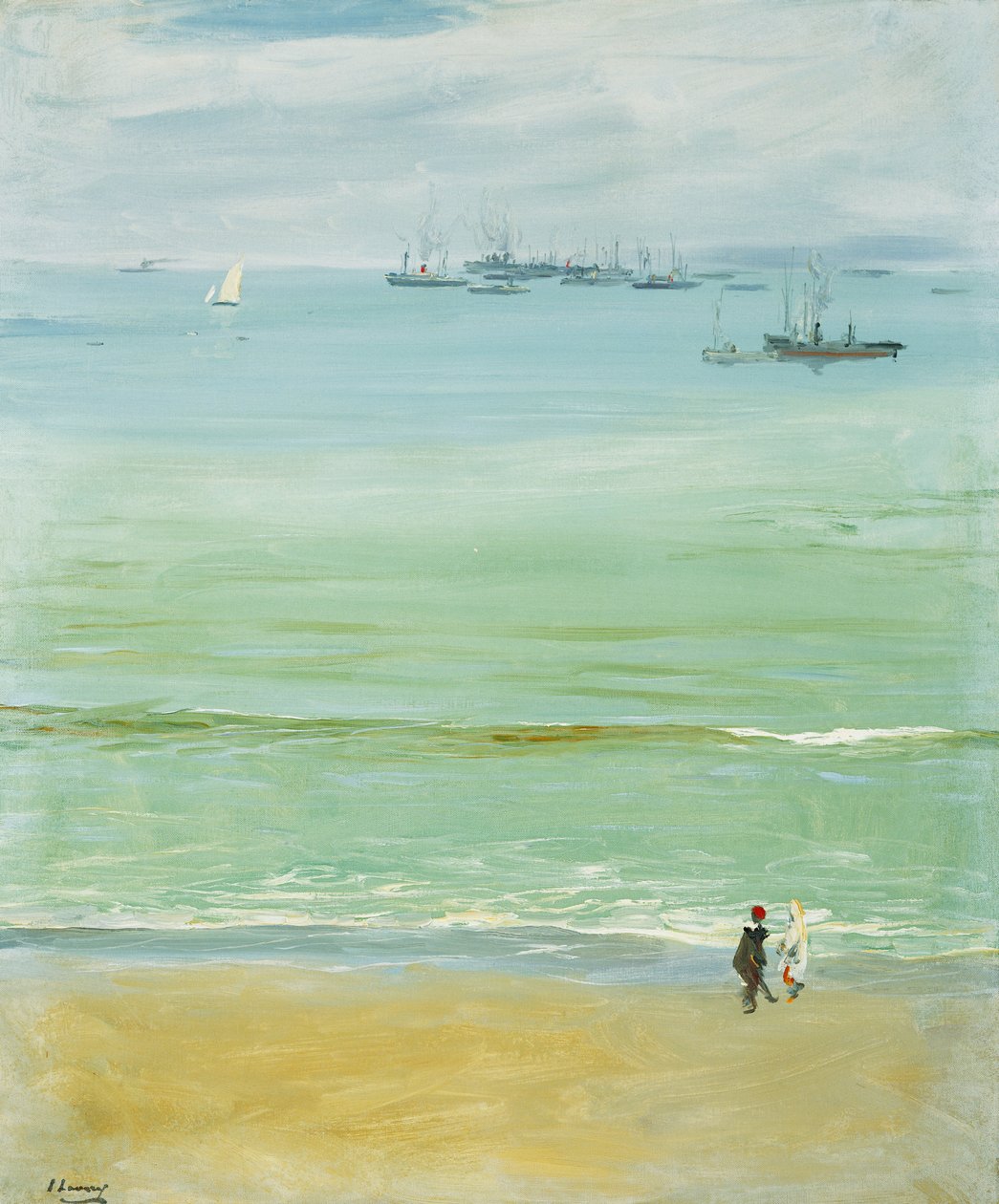 Egy fiatal nő babát tol a babakocsiban alkotó: John Lavery