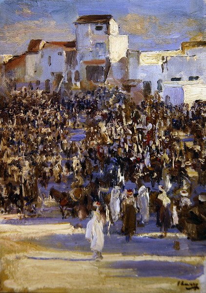 Piactér, Tanger (olaj, tábla) alkotó: John Lavery