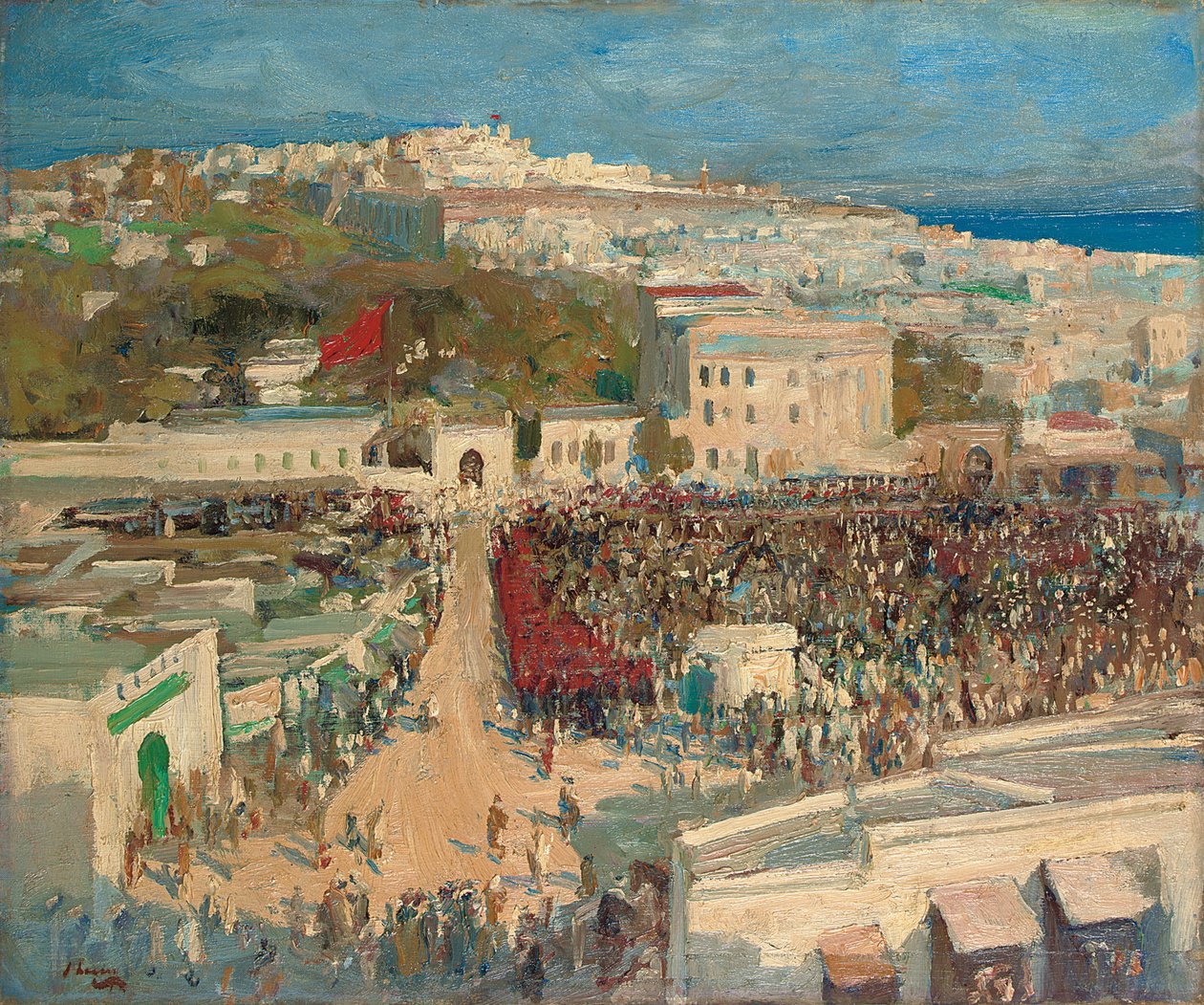 A mór zászló a német követségen, Tangerben alkotó: John Lavery