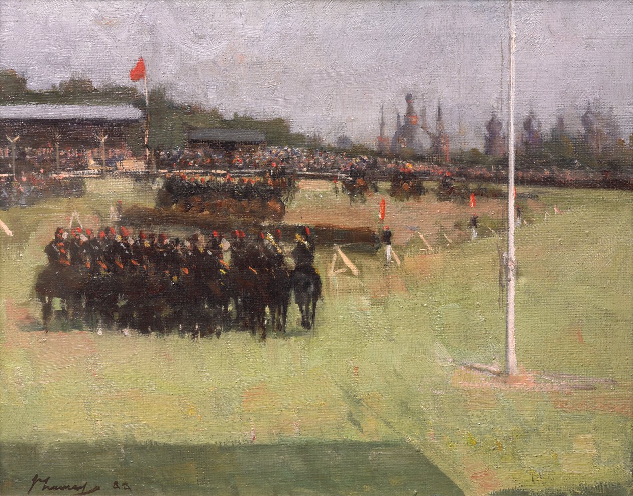A 15. huszárok zenés lovaglása a katonai tornán a Glasgow-i Nemzetközi Kiállításon 1888 alkotó: John Lavery