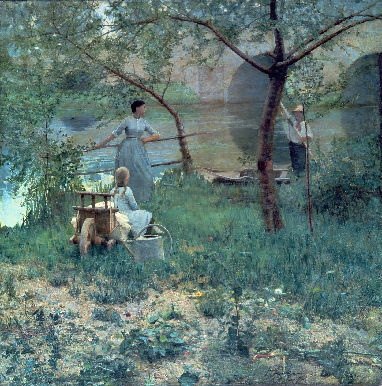 A cseresznyefa alatt, a grezi híd, 1884 alkotó: John Lavery