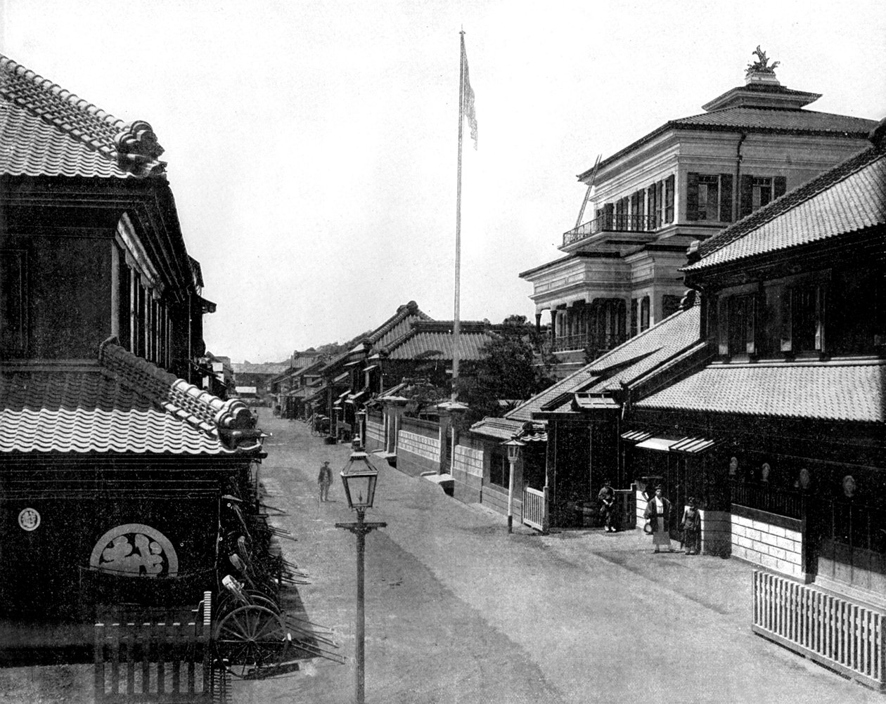 Tokio utca Japánban fotója: John Lawson Stoddard (1850, 1931) Traveller and Conferencier Oktatási kiadvány Chicagó számára (f/w fotó) alkotó: John Lawson Stoddard