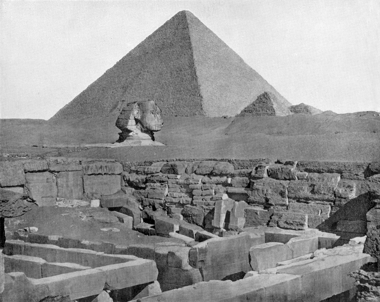 Gizeh piramisok és szfinx Egyiptomban (f/w fotó) alkotó: John Lawson Stoddard
