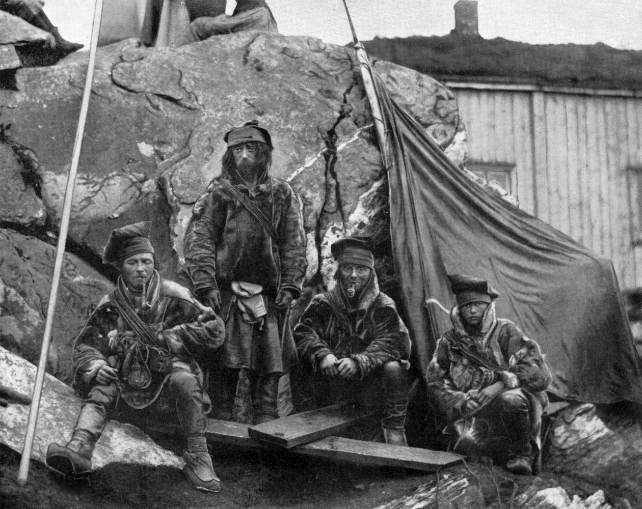 Lappok csoportja Norvégiában, fénykép c. 1890 (fekete-fehér fotó) alkotó: John Lawson Stoddard