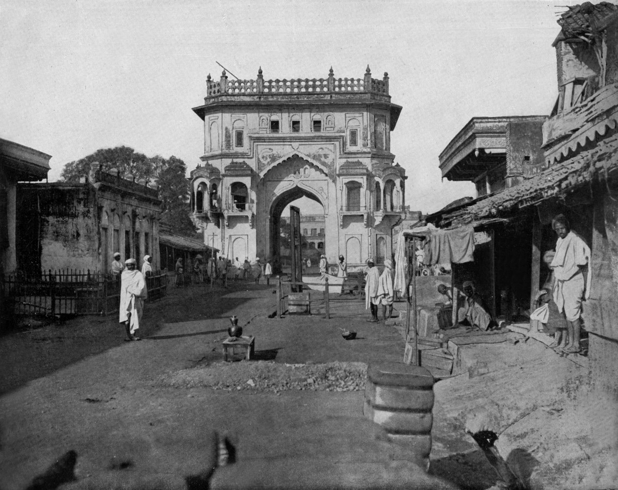 Lucknow kapuja Indiában c. 1890 (fekete-fehér fotó) alkotó: John Lawson Stoddard