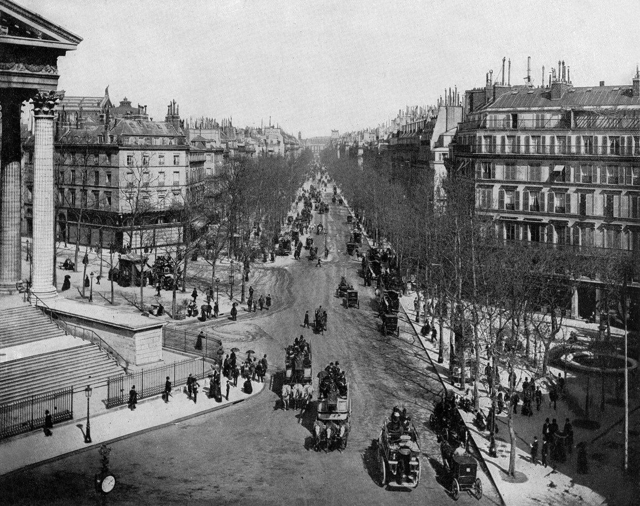 Madeleine körút Párizsban, kb. 1900 (f/w fotó) alkotó: John Lawson Stoddard
