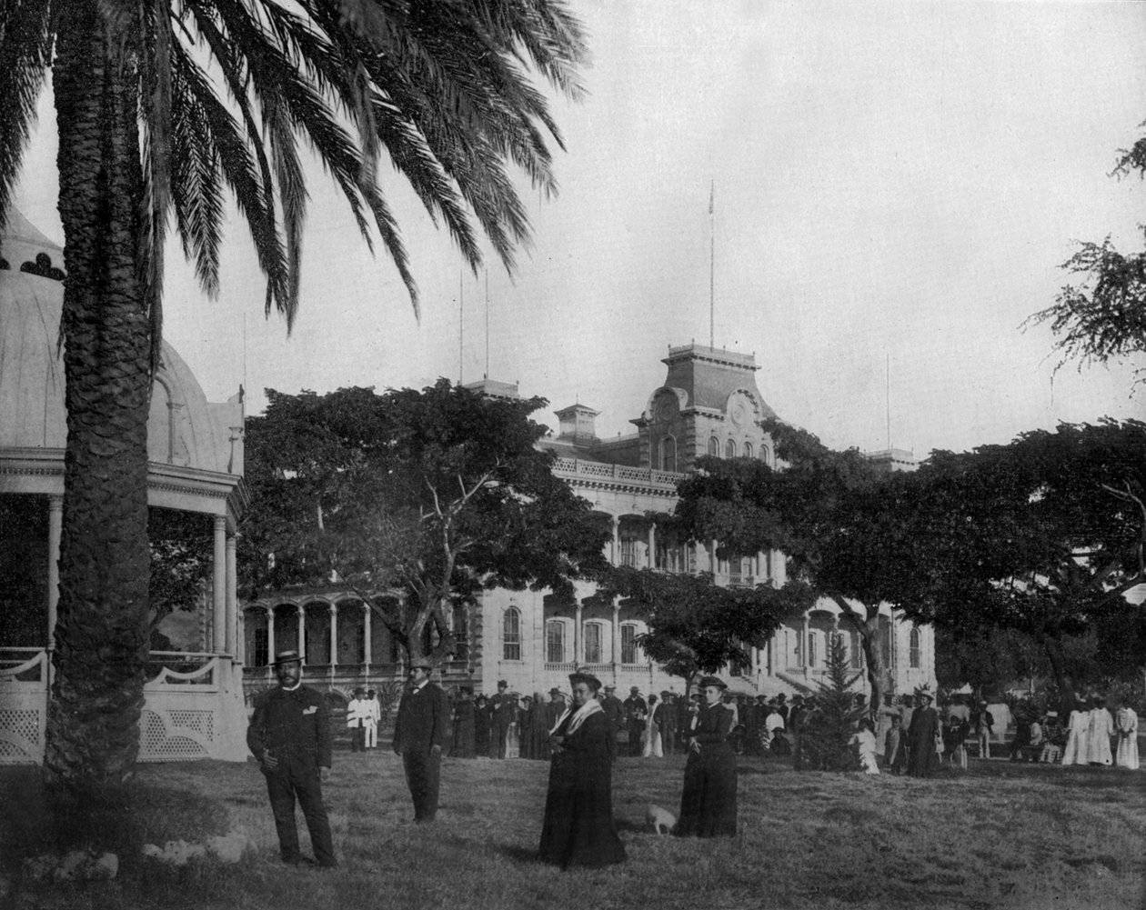 A honolului királyi palota a Sandwich-szigeteken fotó: John Lawson Stoddard (1850, 1931) Traveler and Conferencier Oktatási kiadvány Chicagó számára (f/w fotó) alkotó: John Lawson Stoddard