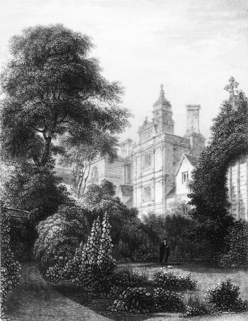 Caius College a Fellows Gardensből, 1837. alkotó: John Le Keux