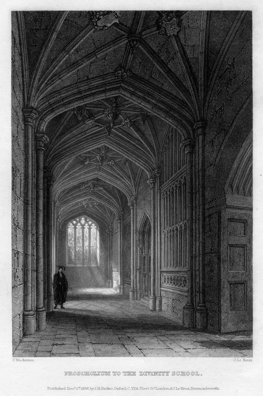 Proscholium a Divinity Schoolnak, Oxford, 1836. alkotó: John Le Keux