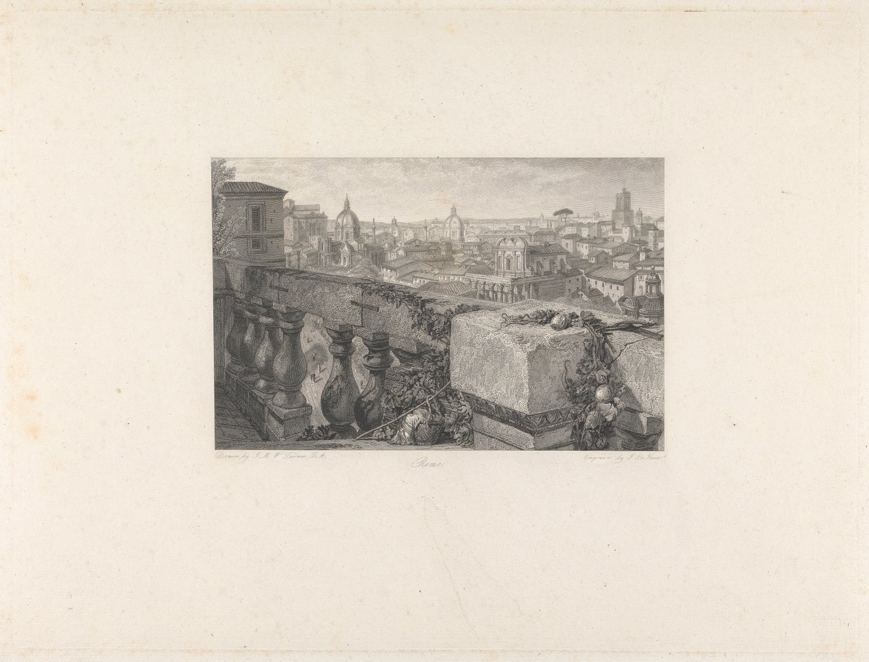 Róma, a Farnese Gardensből alkotó: John Le Keux