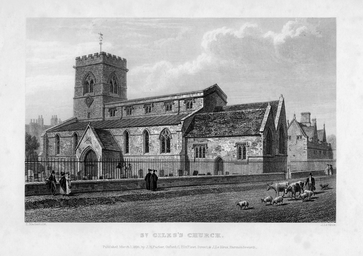 St Giles templom, Oxford, 1834. alkotó: John Le Keux
