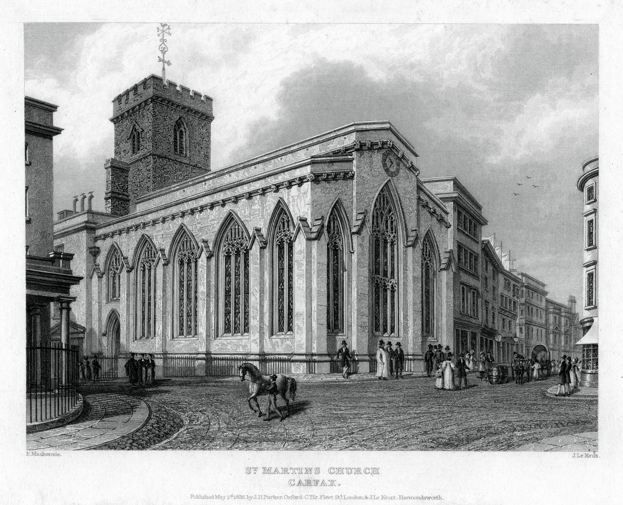 St Martins Church, Carfax, Oxford, 1835. alkotó: John Le Keux
