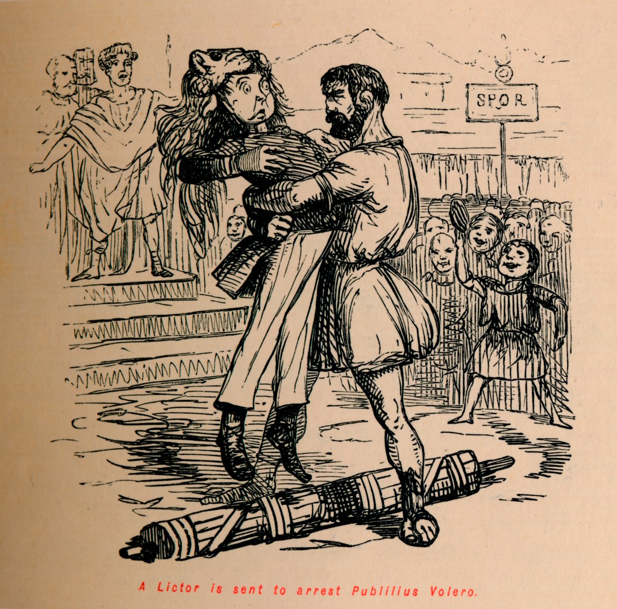 Lictort kiküldik Publilius Volero letartóztatására, 1852 alkotó: John Leech