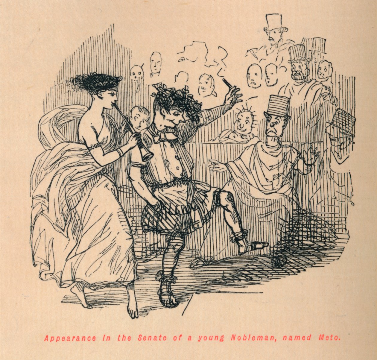 Egy Meto nevű fiatal nemes megjelenése a szenátusban, 1852 alkotó: John Leech