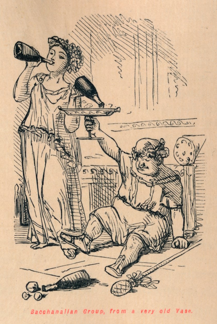 Bacchanalian csoport, egy nagyon régi vázából, 1852 alkotó: John Leech
