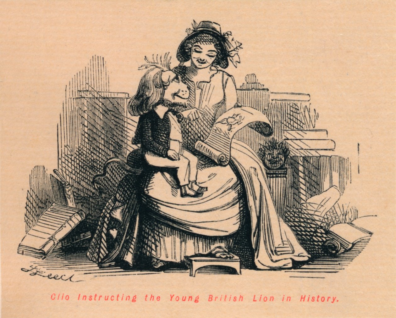 Clio oktatja a fiatal brit oroszlánt a történelemben, c1860, c1860 alkotó: John Leech