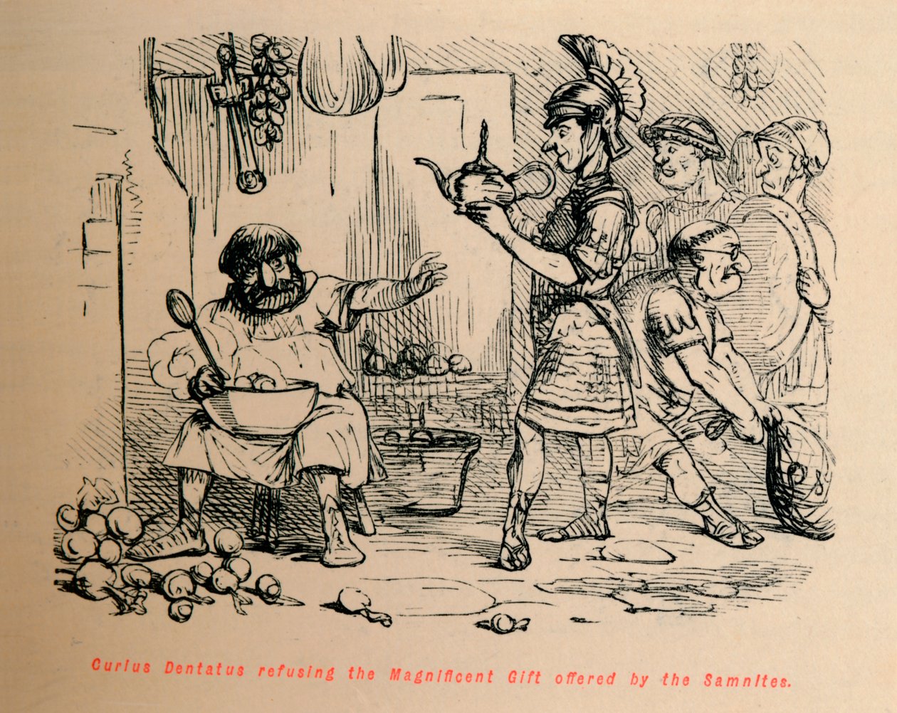 Curius Dentatus visszautasította a samniták által felajánlott csodálatos ajándékot, 1852 alkotó: John Leech