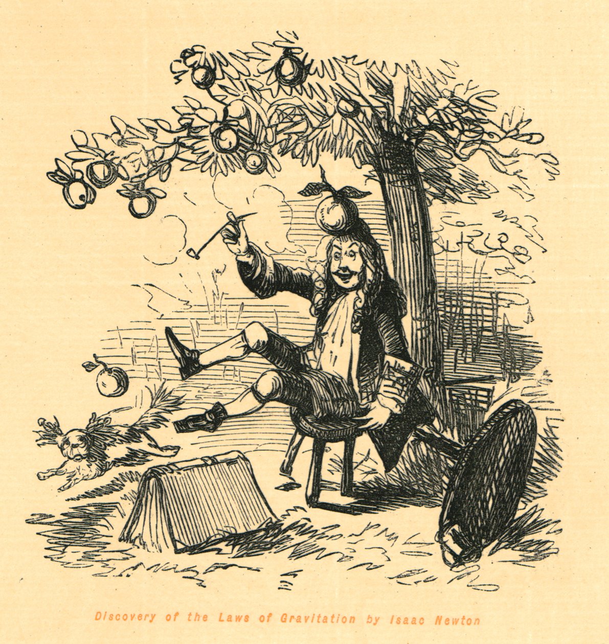 Isaac Newton: A gravitáció törvényeinek felfedezése, 1897. alkotó: John Leech