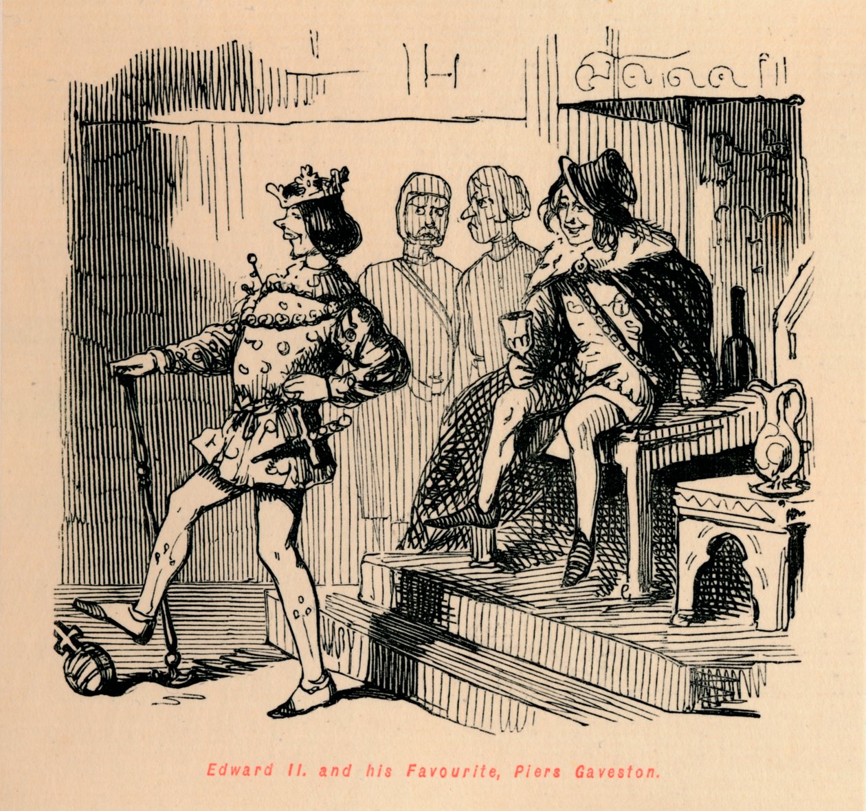 Edward II. és kedvence, Piers Gaveston, c1860, c1860 alkotó: John Leech