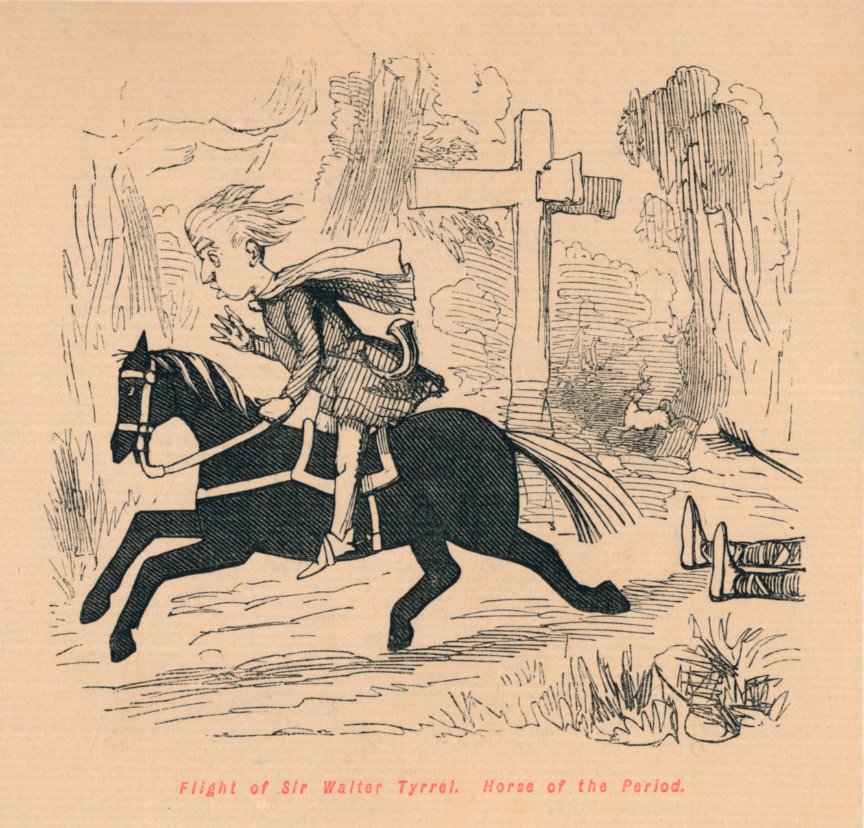 Sir Walter Tyrrel repülése. A korszak lova, c1860, c1860 alkotó: John Leech