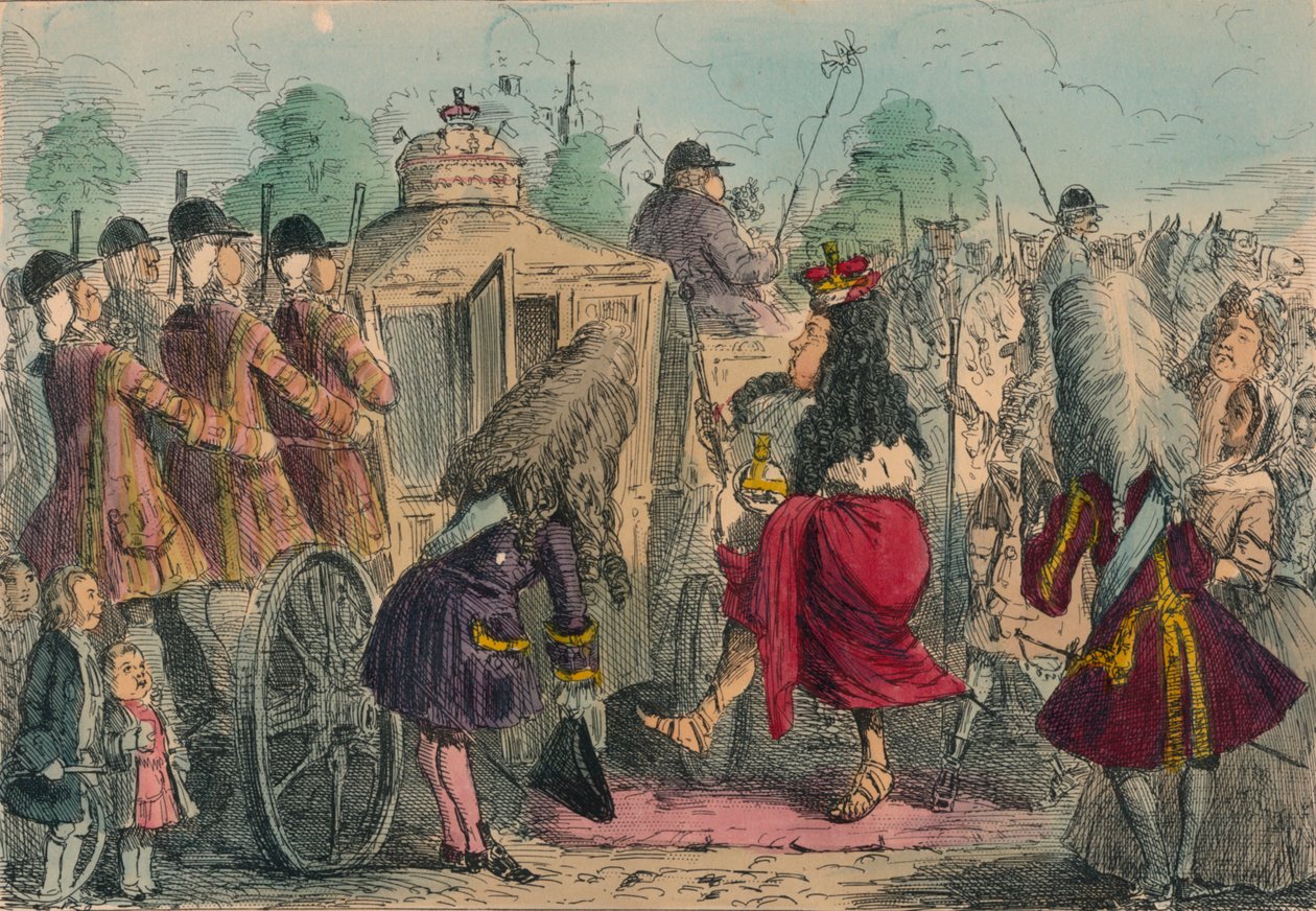 Georgy Porgy, az első, aki kimegy egy kört a State Coachy Poachy nevű autójába, 1850 alkotó: John Leech